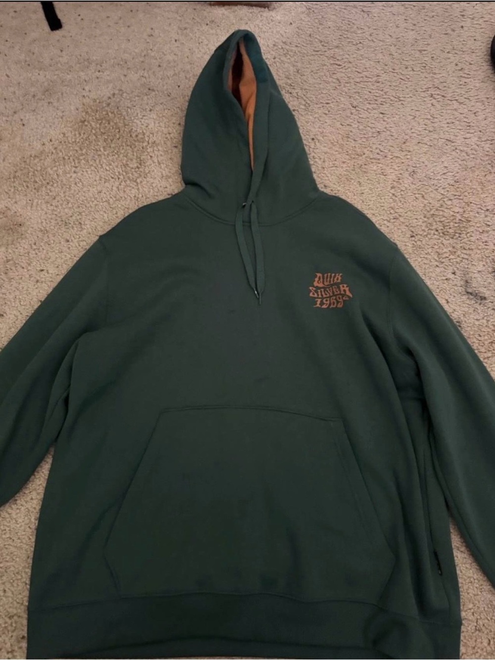 Quiksilver Forest Green Hoodie with Tan Hood Lining